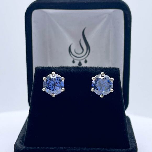 Beautiful 4ct Violet Blue Tanzanite Earrings in Sterling Silver Stud Posts - Picture 1 of 10